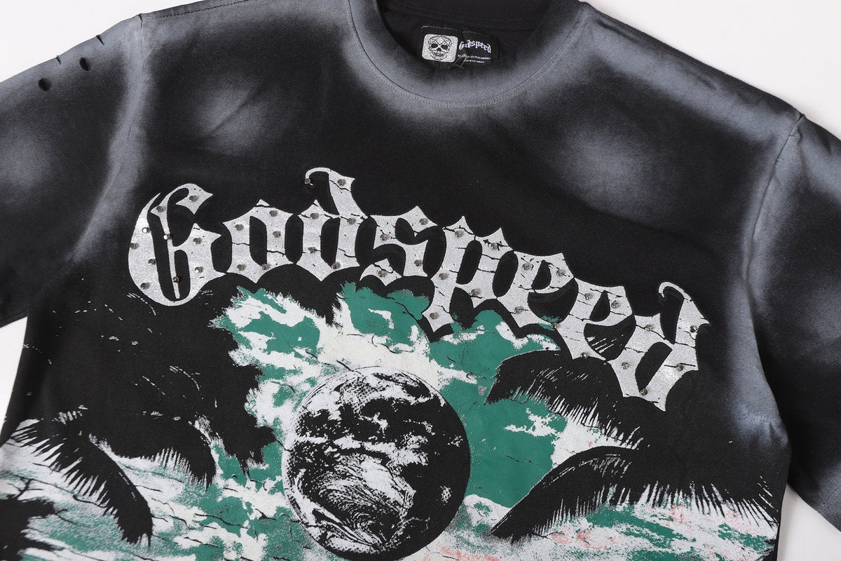 Godspeed Puffito Paradise Spray-Dye Graphic T-Shirt ¡ª detail