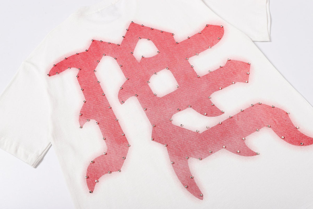 MIXED EMOTION Never Die Studded Graphic T-Shirt ¡ª detail