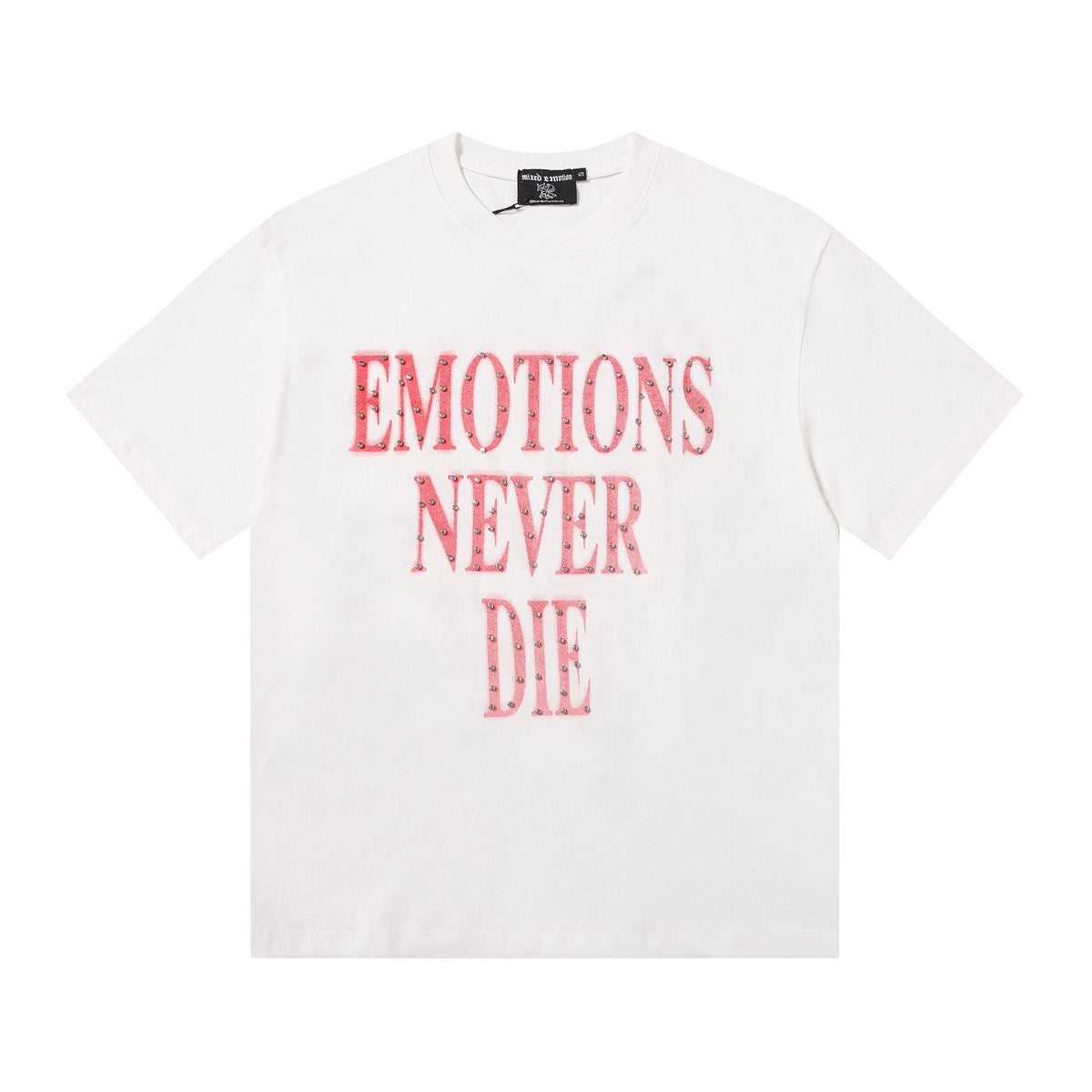 MIXED EMOTION Never Die Studded Graphic T-Shirt ¡ª front