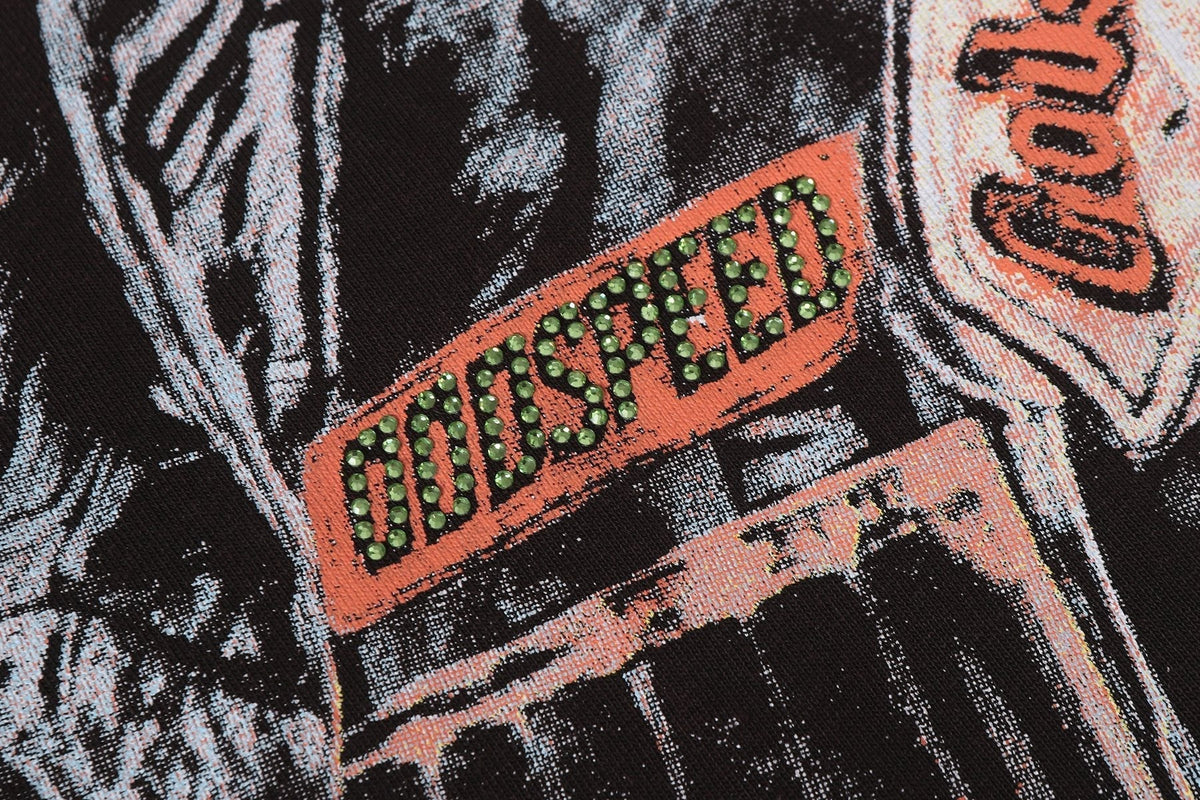 Godspeed Distressed Rhinestone Graphic T-Shirt ¡ª detail