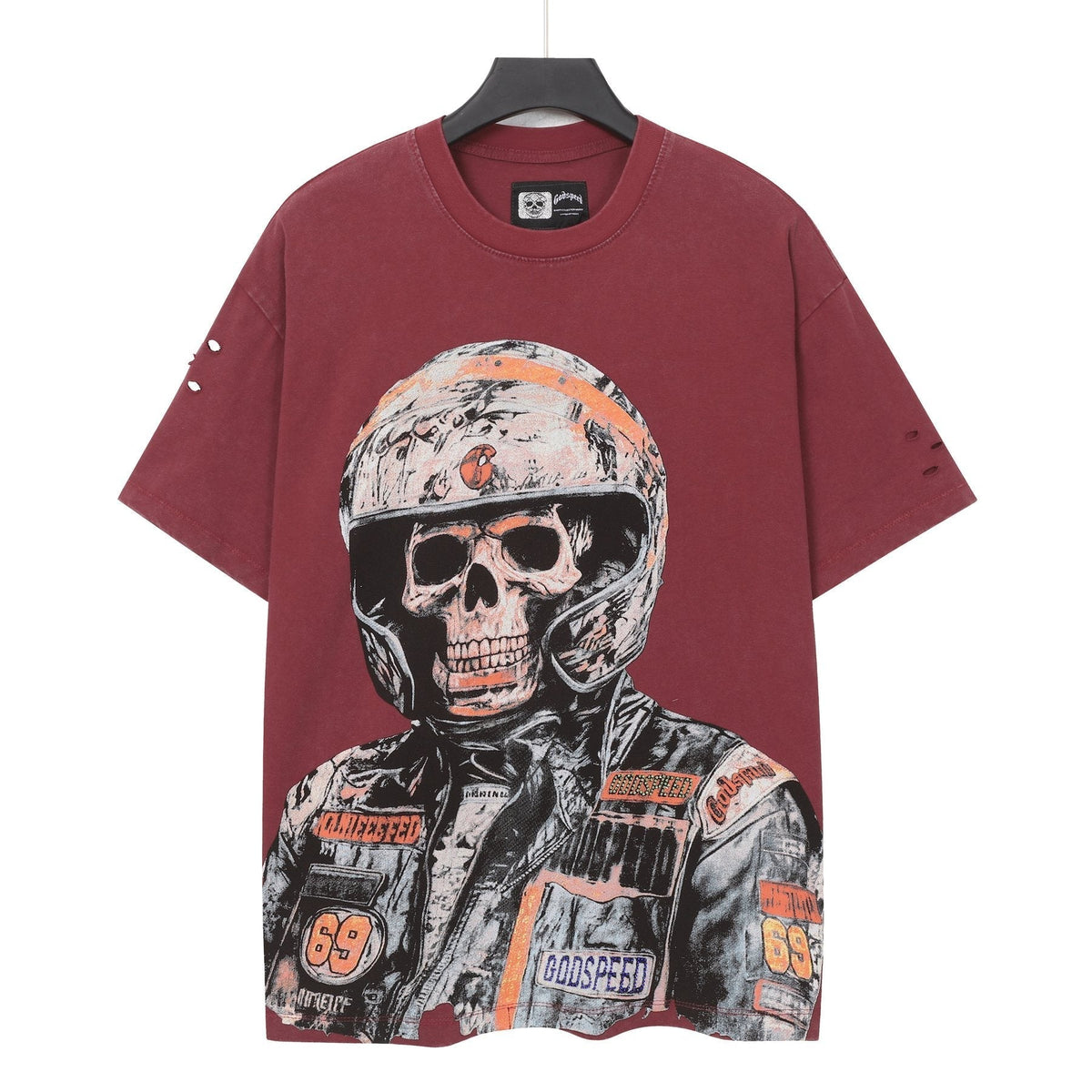 Godspeed Distressed Rhinestone Graphic T-Shirt ¡ª front