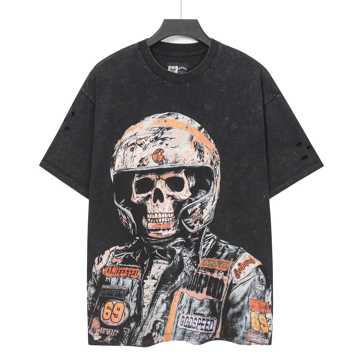 Godspeed Distressed Rhinestone Graphic T-Shirt ¡ª front