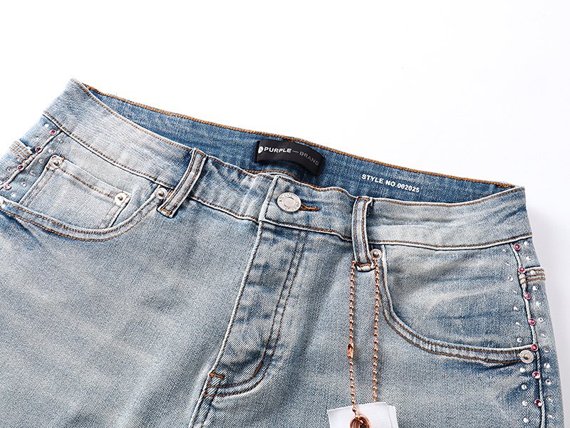 Purple Brand Light Blue Rhinestone Flare Jeans ¡ª detail