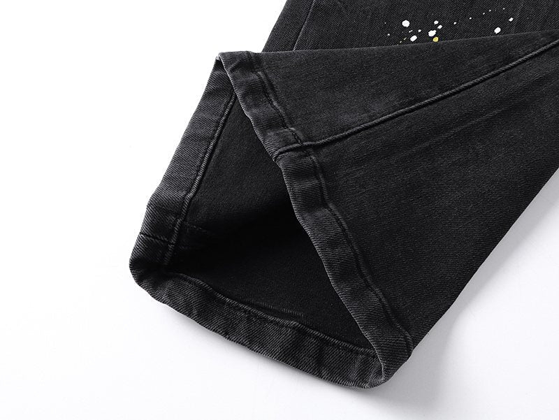 Purple Brand Paint-Splatter Distressed Black Jeans ¡ª detail