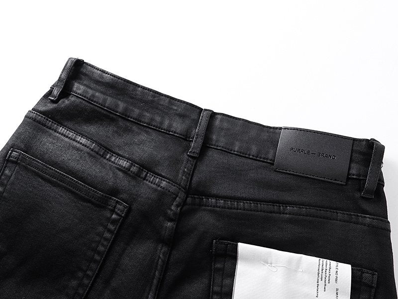 Purple Brand Black Coated-Look Bootcut Jeans ¡ª detail