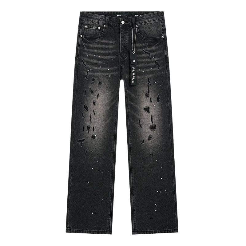 Purple Brand Black Paint-Splatter Distressed Jeans ¡ª hero
