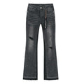 Purple Brand Washed Black Paint-Splatter Flared Jeans ¡ª hero