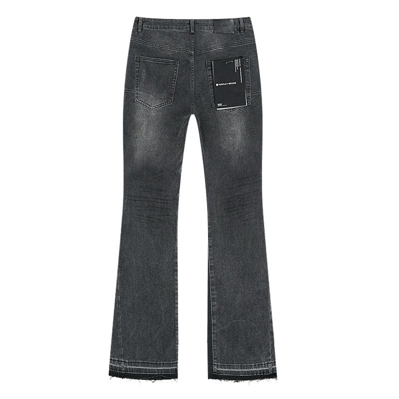 Purple Brand Washed Black Paint-Splatter Flared Jeans ¡ª back