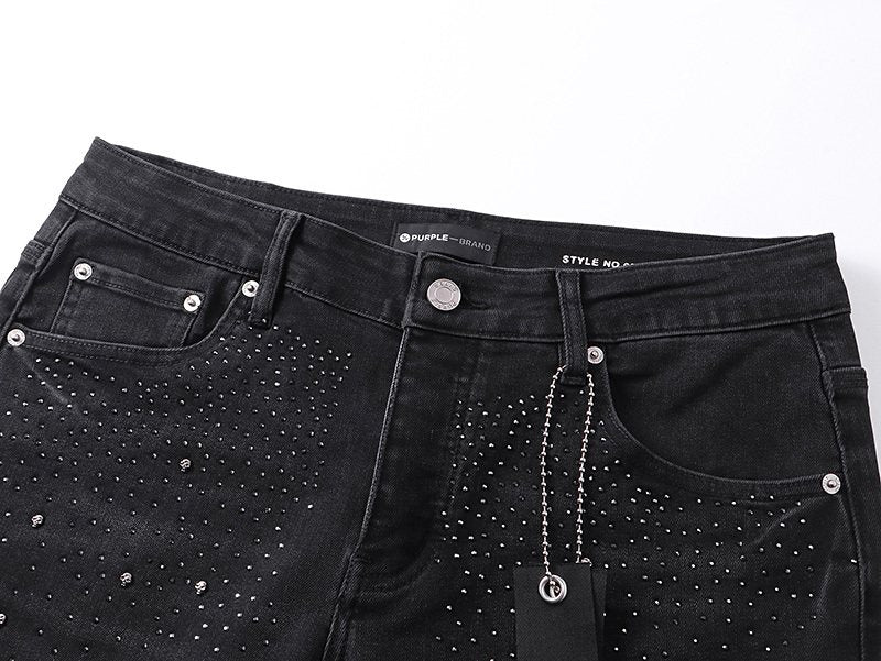 Purple Brand Rhinestone Flare Jeans ¡ª detail