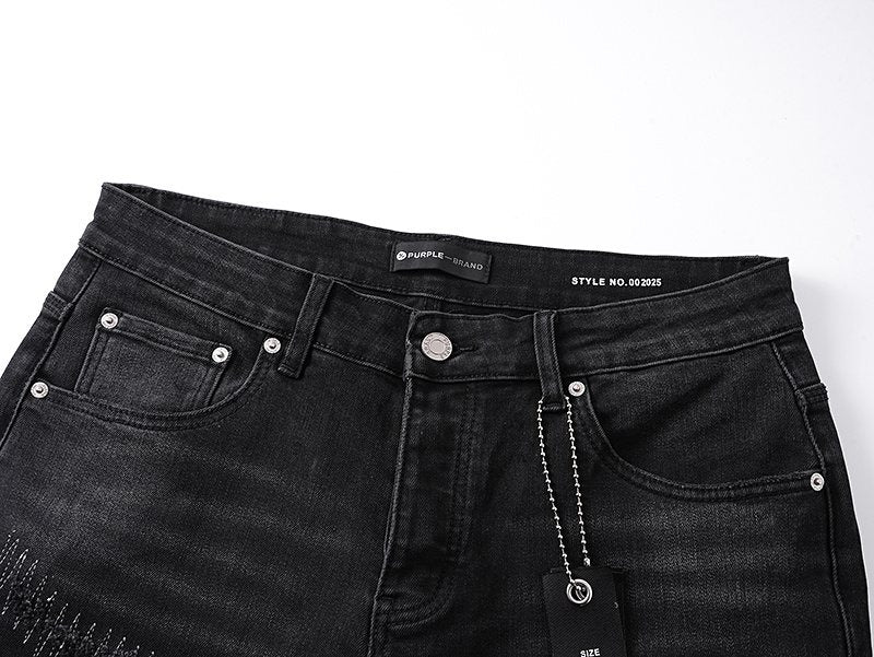 Purple Brand Black Distressed Flared Jeans ¡ª detail