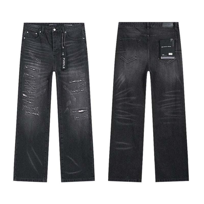 Purple Brand Black Distressed Straight-Leg Jeans ¡ª hero
