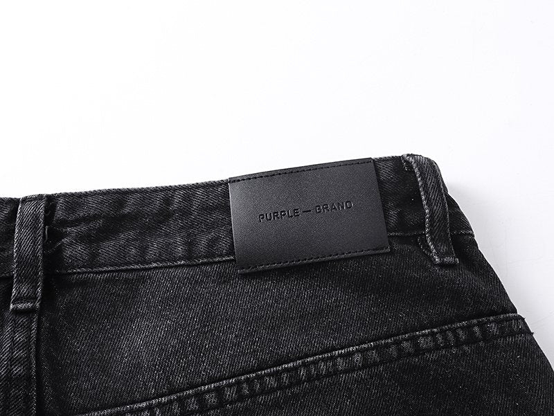 Purple Brand Black Distressed Straight-Leg Jeans ¡ª detail