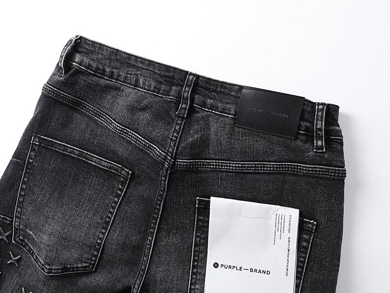 Purple Brand Washed Black Side-Leg Graphic Jeans ¡ª detail