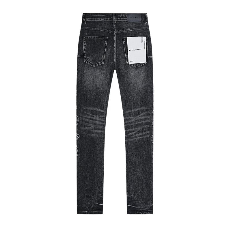 Purple Brand Washed Black Side-Leg Graphic Jeans ¡ª back