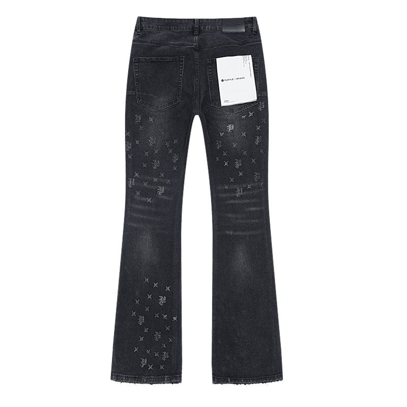 Purple Brand Rhinestone Flared Jeans ¡ª back