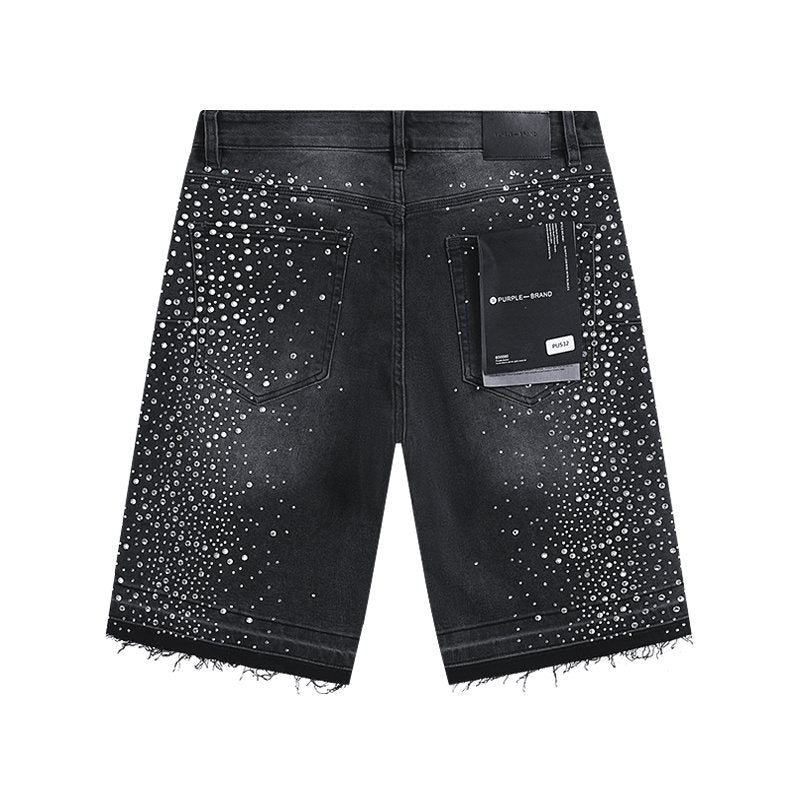 Purple Brand Rhinestone Starburst Denim Shorts ¡ª back