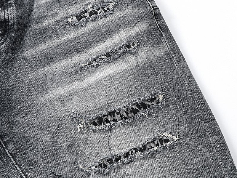 Purple Brand Distressed Gray Denim Shorts ¡ª detail