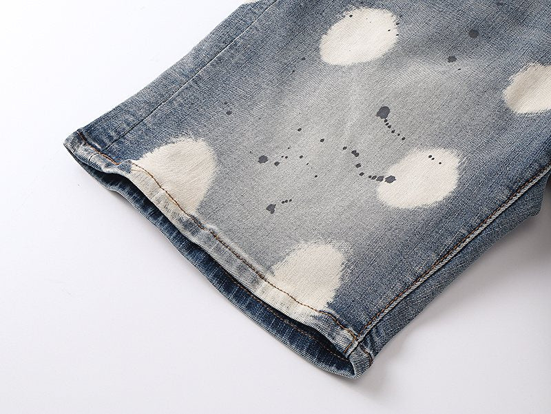 Purple Brand Bleach Splatter Denim Shorts ¡ª detail