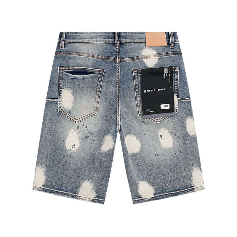 Purple Brand Bleach Splatter Denim Shorts ¡ª back