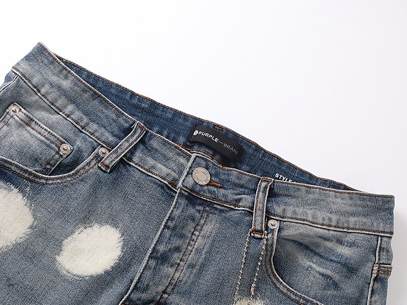 Purple Brand Bleach Splatter Denim Shorts ¡ª detail