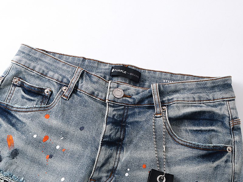 Purple Brand Paint Splatter Denim Shorts ¡ª detail