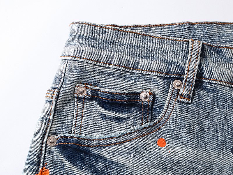 Purple Brand Paint Splatter Denim Shorts ¡ª detail