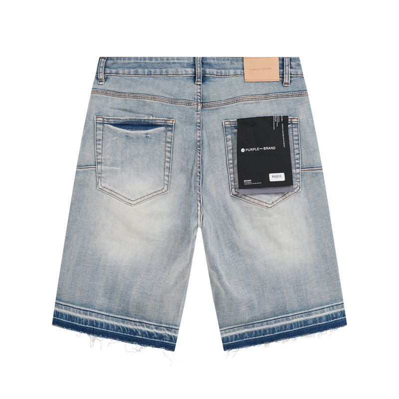 Purple Brand Light Blue Distressed Raw Hem Denim Shorts ¡ª back