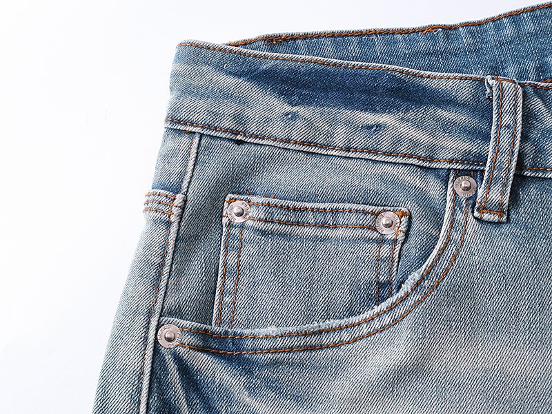 Purple Brand Light Blue Distressed Raw Hem Denim Shorts ¡ª detail