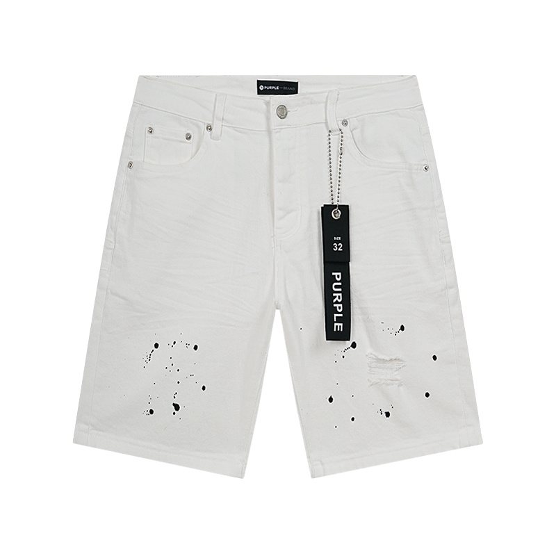 Purple Brand White Paint-Splatter Denim Shorts ¡ª hero