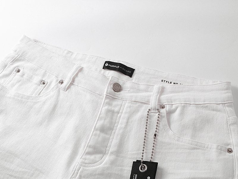 Purple Brand White Paint-Splatter Denim Shorts ¡ª detail