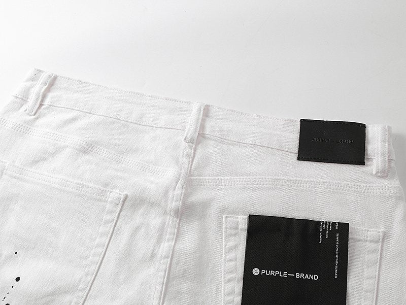 Purple Brand White Paint-Splatter Denim Shorts ¡ª detail