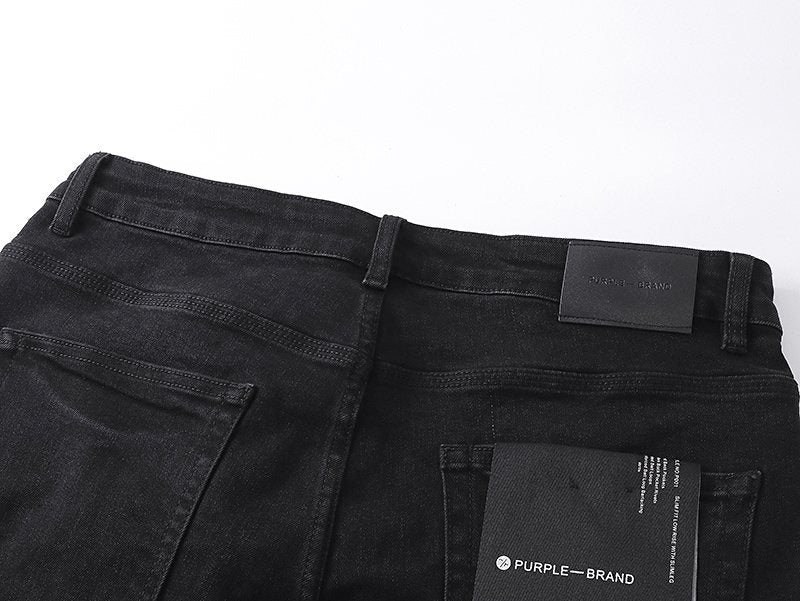 Purple Brand Black Distressed Denim Shorts ¡ª detail