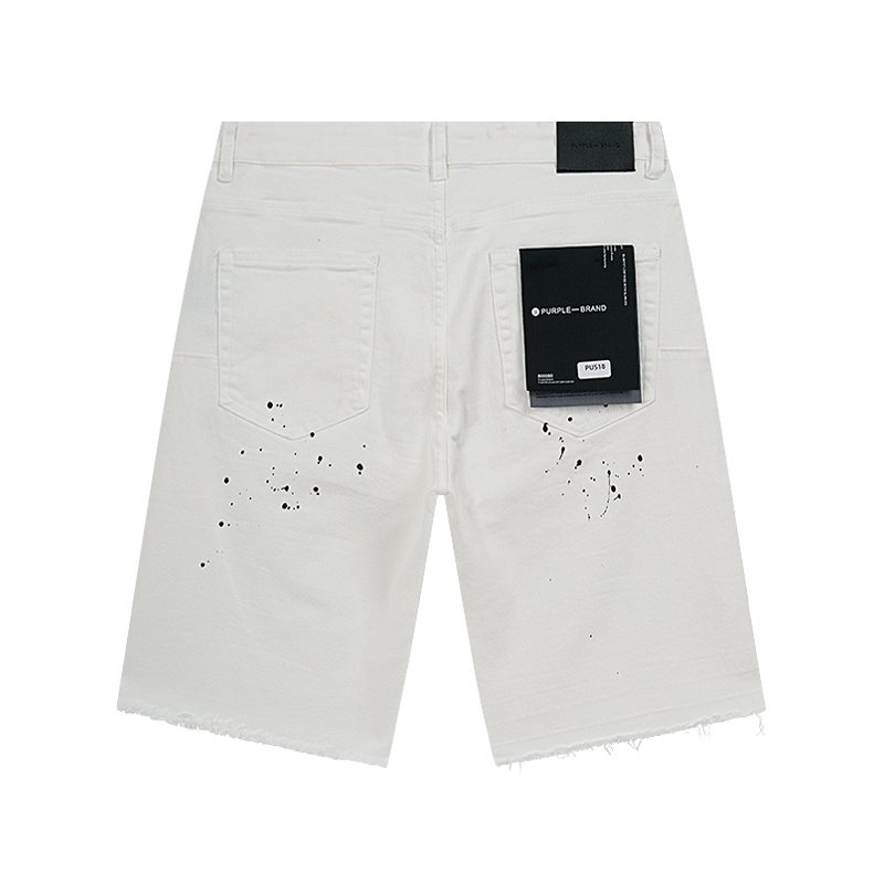 Purple Brand White Paint-Splatter Denim Shorts ¡ª back