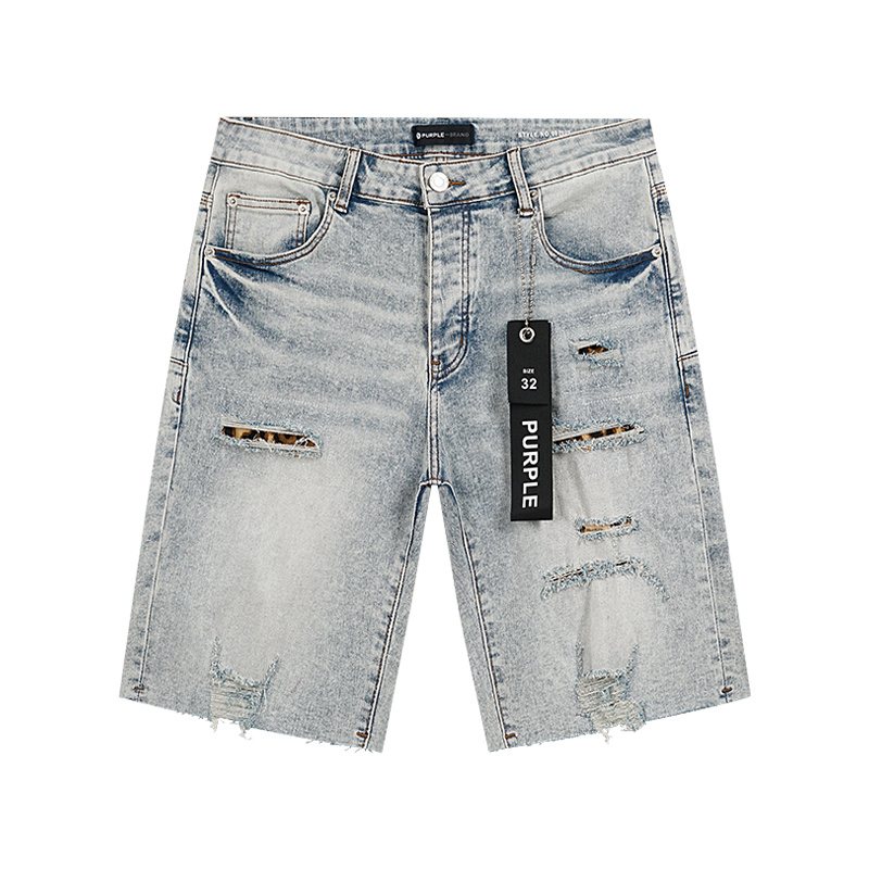 Purple Brand Light Blue Distressed Denim Shorts ¡ª hero