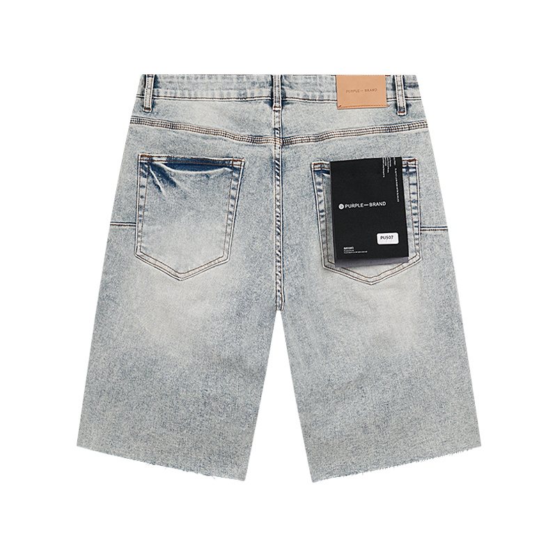 Purple Brand Light Blue Distressed Denim Shorts ¡ª back