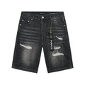 Purple Brand Black Wash Distressed Denim Shorts ¡ª hero