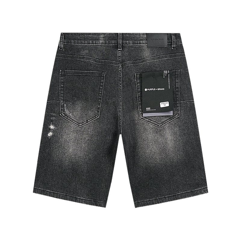 Purple Brand Black Wash Distressed Denim Shorts ¡ª back