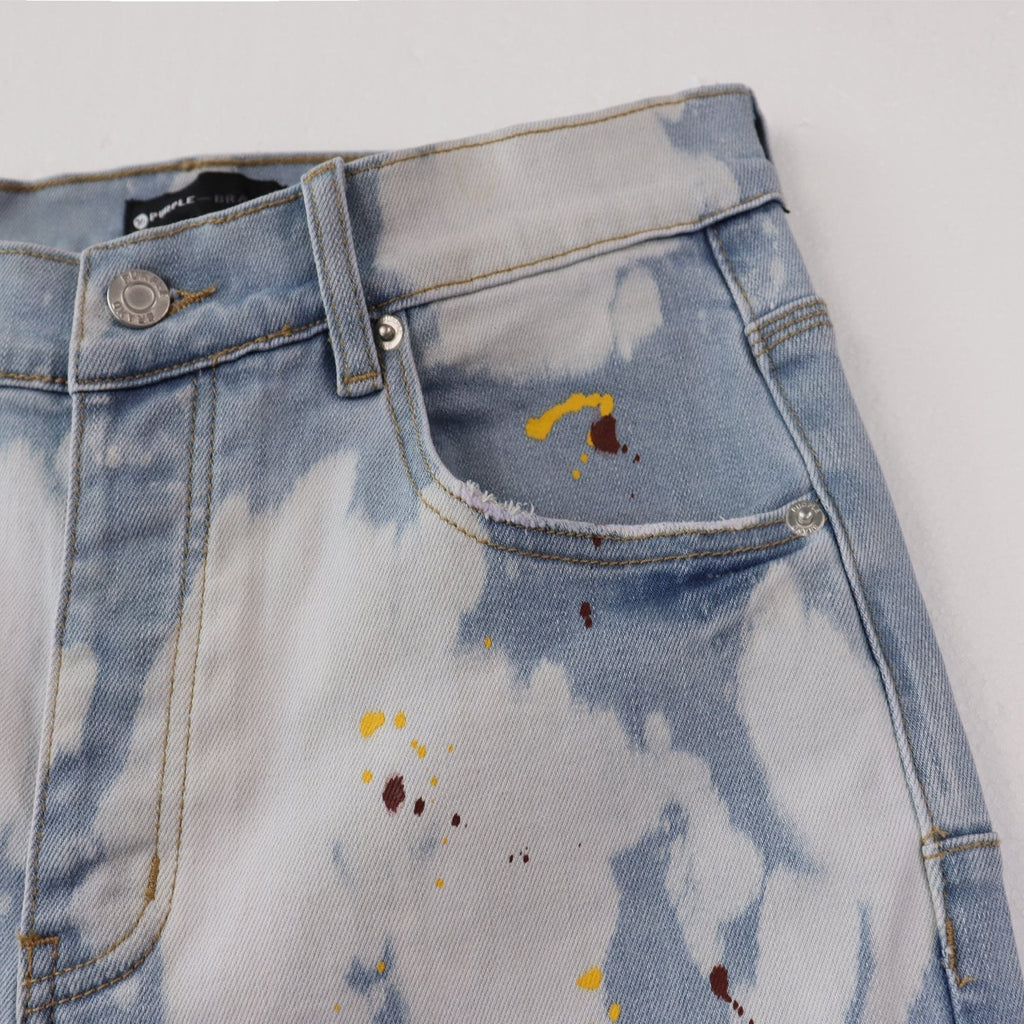Purple Brand Light Blue Bleached Paint Splatter Skinny Jeans ¡ª detail