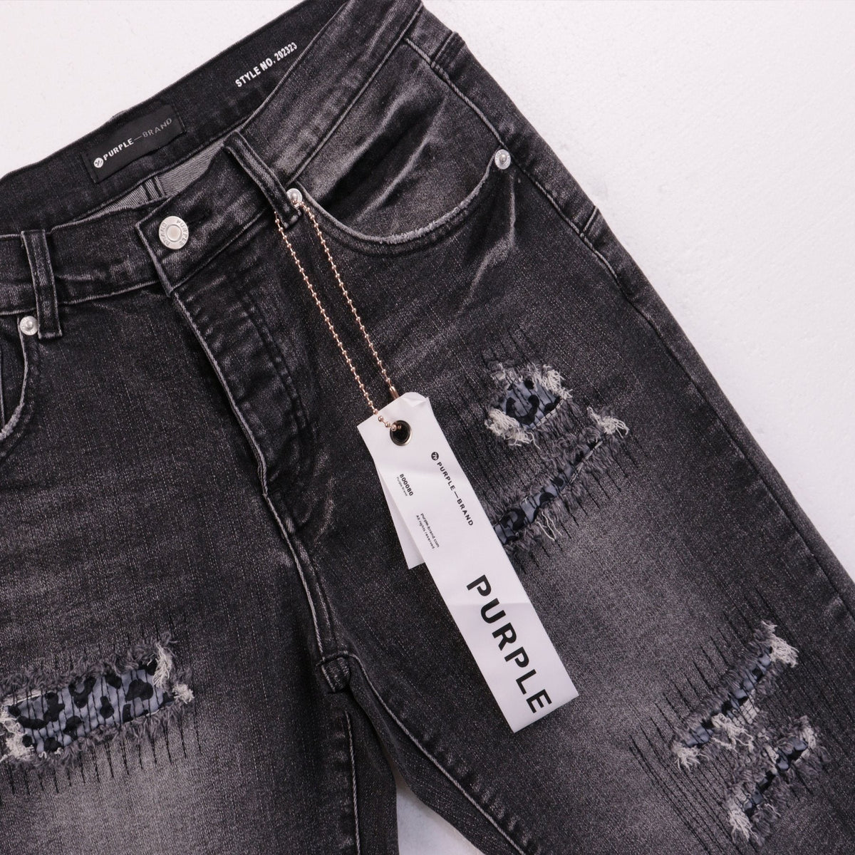 Purple Brand Distressed Patch Denim Shorts ¡ª front