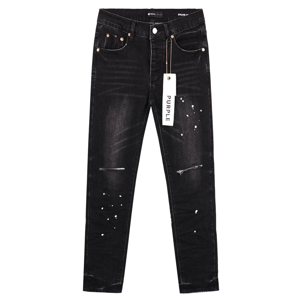 Purple Brand P001 Distressed Washed Black Slim Jeans ¡ª hero
