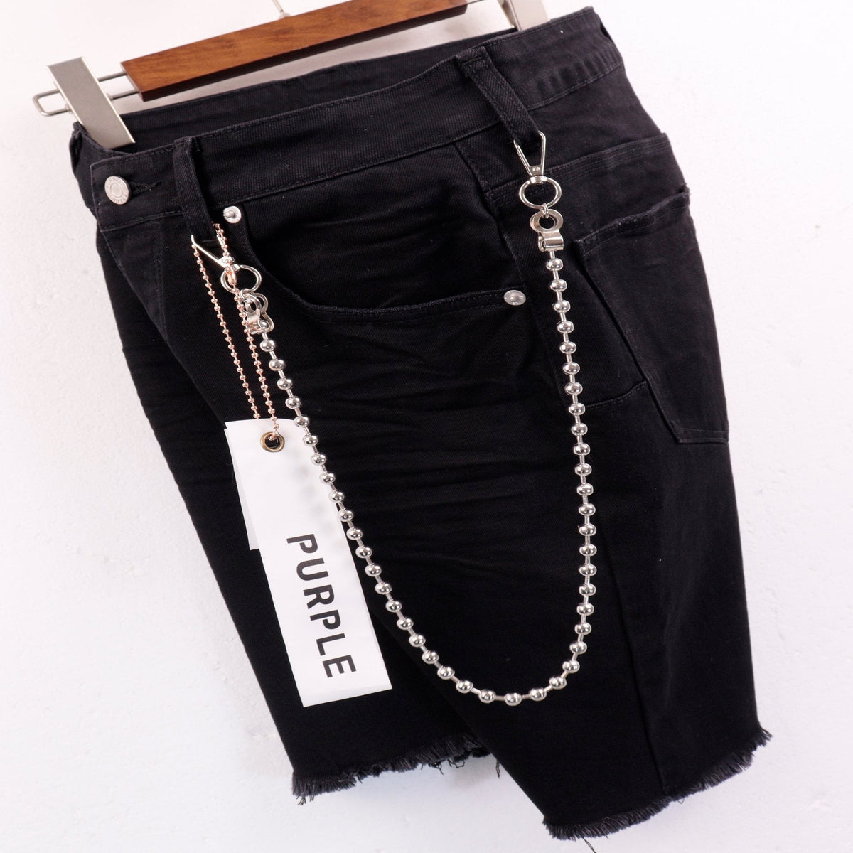 Purple Brand Chain Detail Denim Shorts ¡ª hero