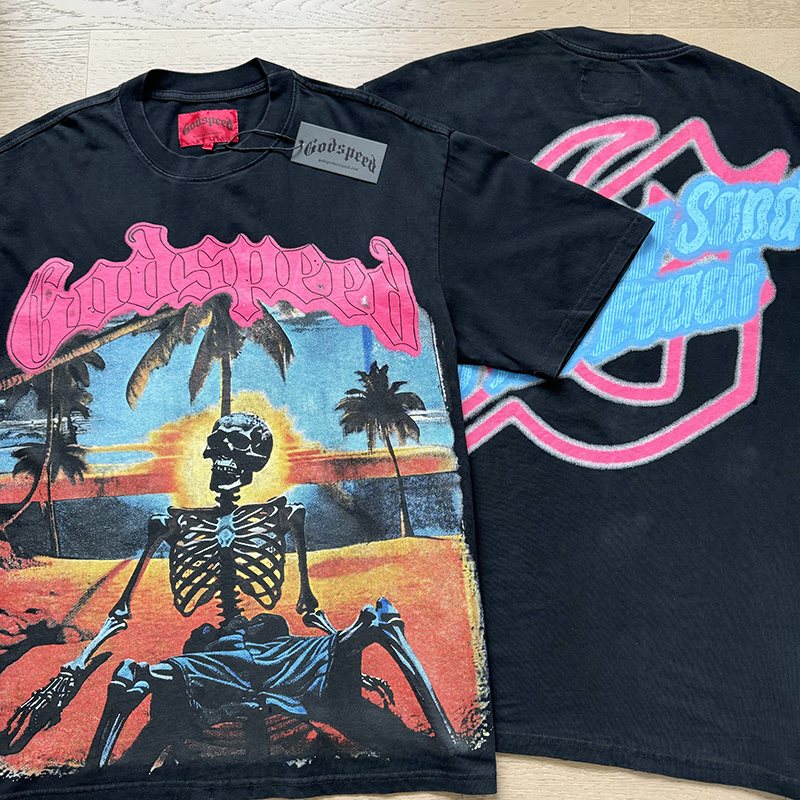 Godspeed Washed Black Skeleton Graphic Short-Sleeve T-Shirt ¡ª comparison