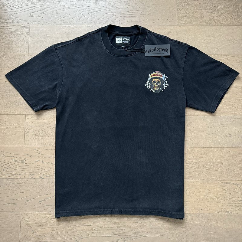 Godspeed Skull Helmet Graphic T-Shirt ¡ª front
