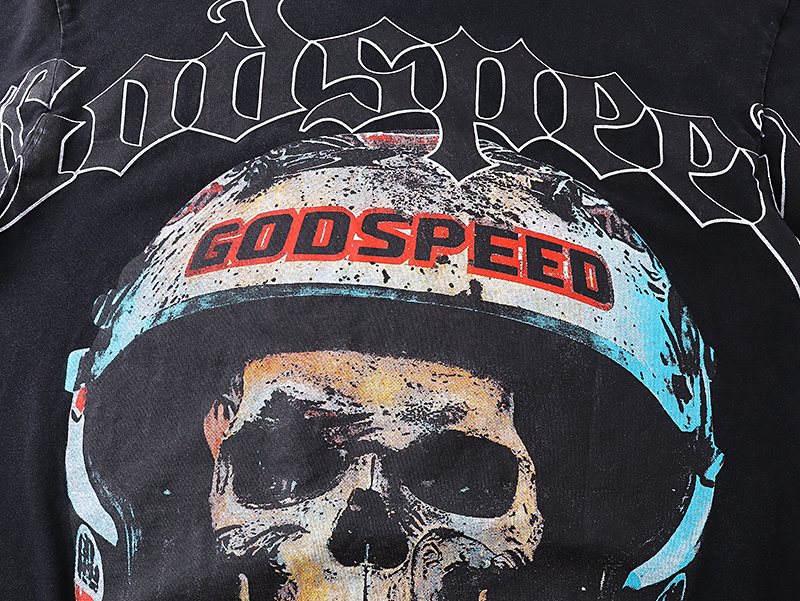 Godspeed Skull Helmet Graphic T-Shirt ¡ª detail