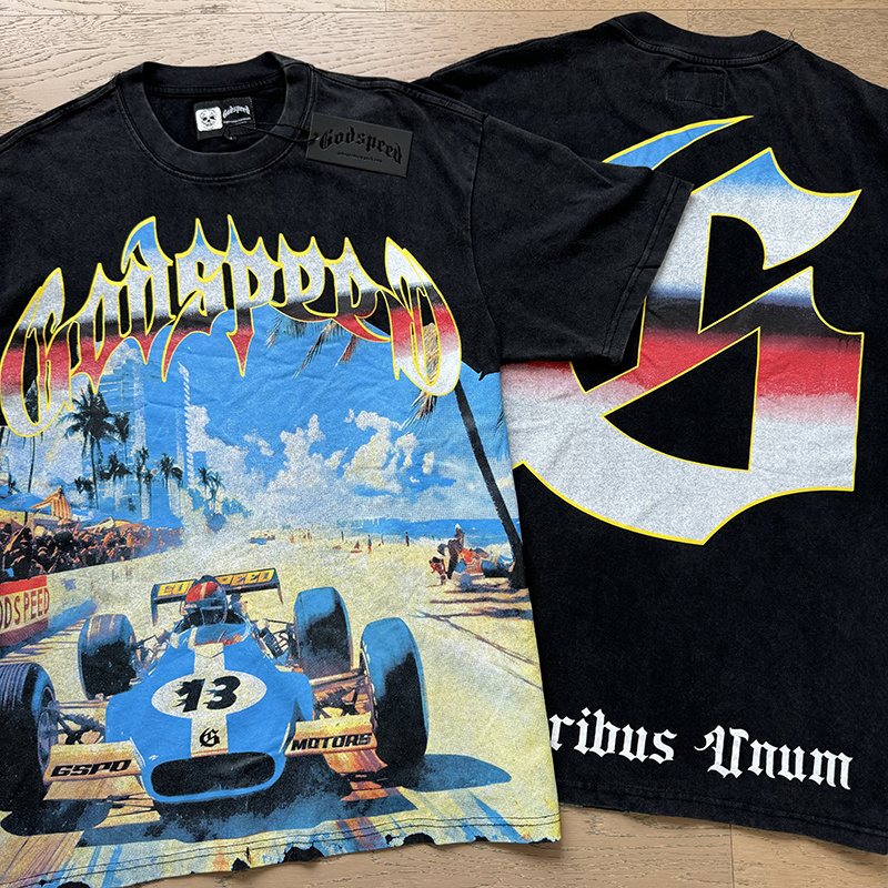 Godspeed Washed Black Racing Graphic T-Shirt ¡ª context