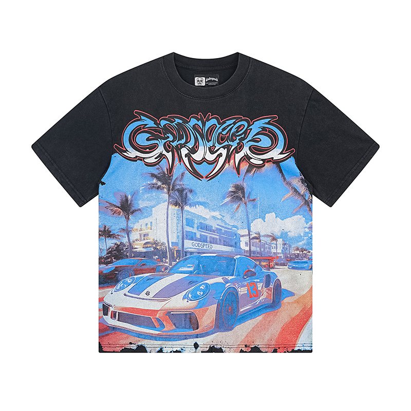 Godspeed Washed Black Car & Eye Sun Graphic T-Shirt ¡ª hero