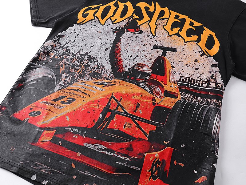 Godspeed Race Car Graphic Short-Sleeve T-Shirt ¡ª detail