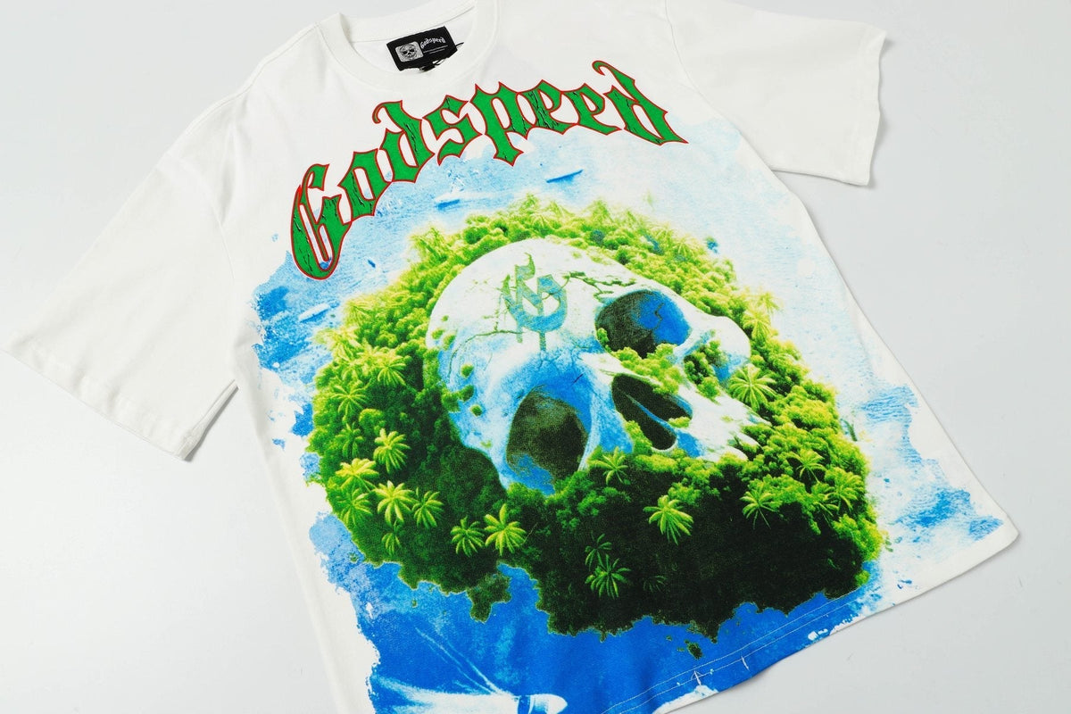 Godspeed Out of Money Skull Graphic T-Shirt ¡ª front