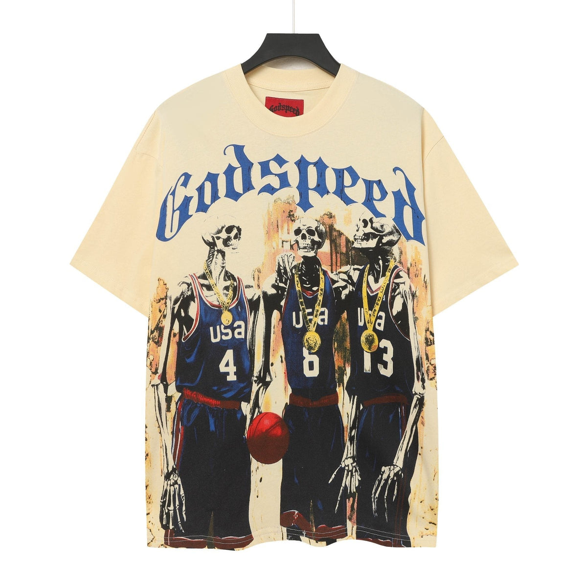Godspeed Basketball Skeleton Graphic T-Shirt ¡ª front