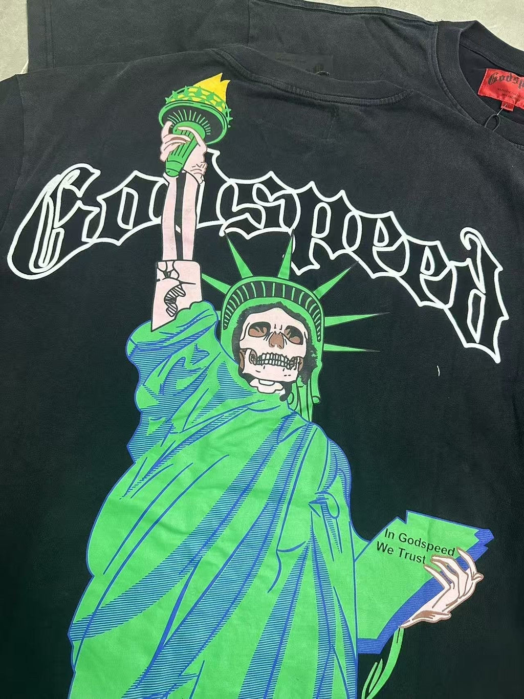 Godspeed Statue of Liberty Skull Graphic T-Shirt ¡ª detail
